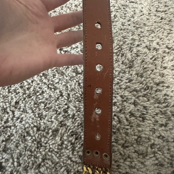 Johnny Farah vintage Brown Leather Belt with Gold Chain - Picture 4 of 6